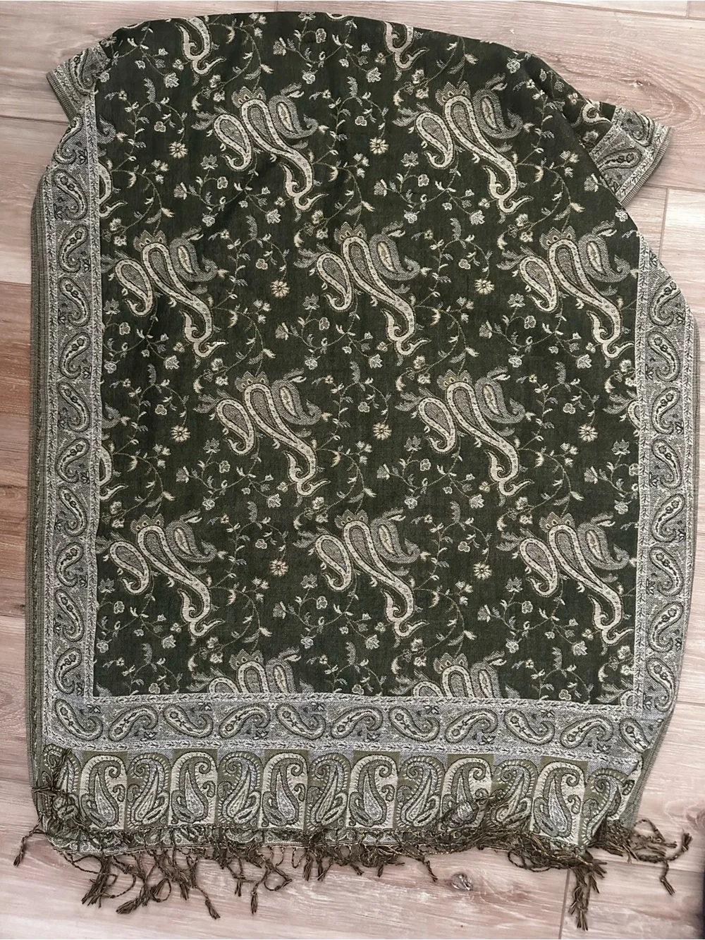 Pashmina Silk Paisley Fringe Wrap/ Scarf